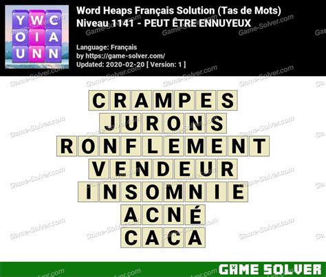 wordalot level 1141|Solution Wordalot Niveau 1141 .
